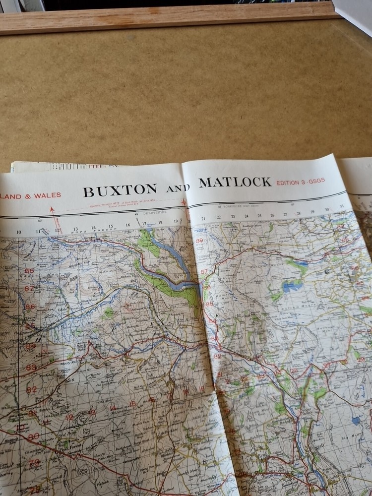 Ordnance Survey Map Of Great Britian – BUXTON AND MATLOCK – 1955 – 1/63360