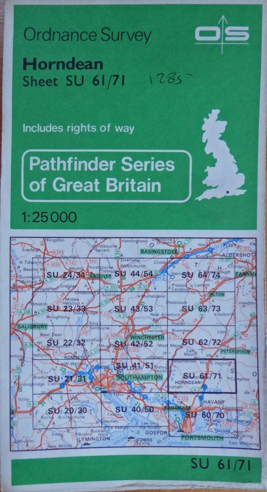 Horndean. Pathfinder 1285. SU 61/71. OS 2.5inch Vintage Map.