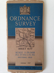 Ordnance Survey Map Reading region 1947 vintage 2.5 inches to 1 mile