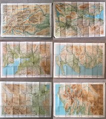 Vintage Bartholomews ‘Half-inch’ maps 1940s 1950s mid-century hand-drawn retro