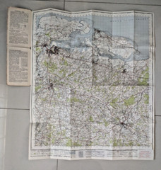 Chatham & Maidstone Vintage Ordnance Survey One Inch Cloth Map 172, 1940