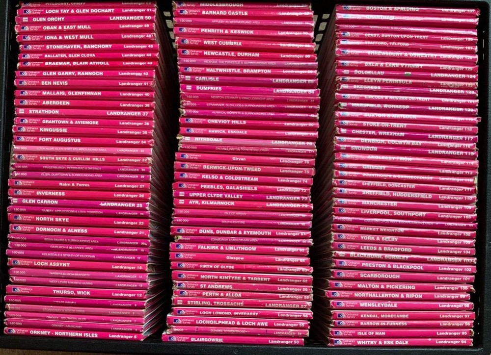 Ordnance Survey 1:50,000 (Landranger) Maps, red spines, VG, choose one or more
