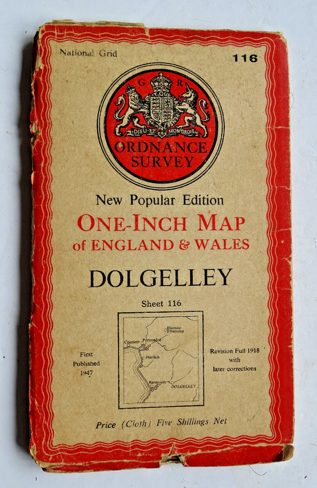 Ordnance Survey- Dolgelley – New Popular Edition – 1947 – Sheet 116 – Cloth