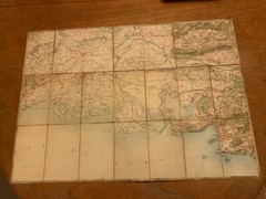 195Os? FRENCH CLOTH BACKED MAP AVIGNON – NIMES MONTPELLIER MARSEILLE 1/200,000
