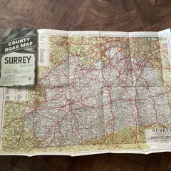 Vintage Surrey County Road Map in Colour – Geographers Map