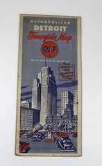 GULF Metropolitan DETROIT Tourgide Map 1950/51 Road Plan Guide Michigan USA