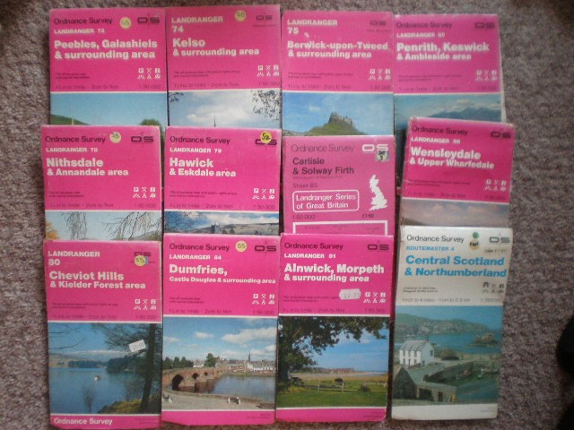 SCOTLAND, SOUTH, BOARDERS, LANDRANGER OS ORDNANCE SURVEY MAPS JOB LOT SET BUNDLE