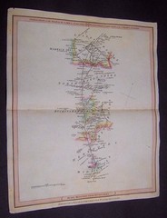 1806 ROAD MAP. HAND COLOURED. MIDDLESEX TO LEICESTERSHIRE (HERTS BUCKS BEDS etc)
