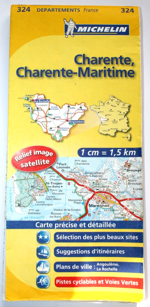 FRANCE Charente Charente-Maritime Michelin Map 1 cm : 1.5 km Scale