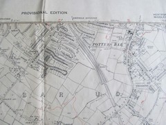 VINTAGE OS MAP POTTERS BAR SOUTH AREA HERTFORDSHIRE 1938 SIX INCHES TO ONE MILE