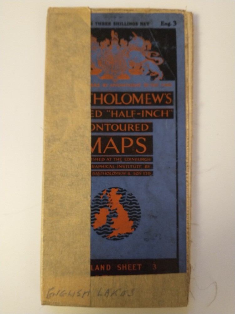 Bartholomew Half-Inch Contoured Map / Sheet 3 – English Lakes, c.1950