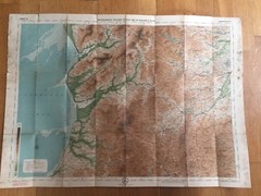 Bartholomew – 2 Miles To Inch Contoured Cloth Map – Aberystwyth Sheet 16 1920’s