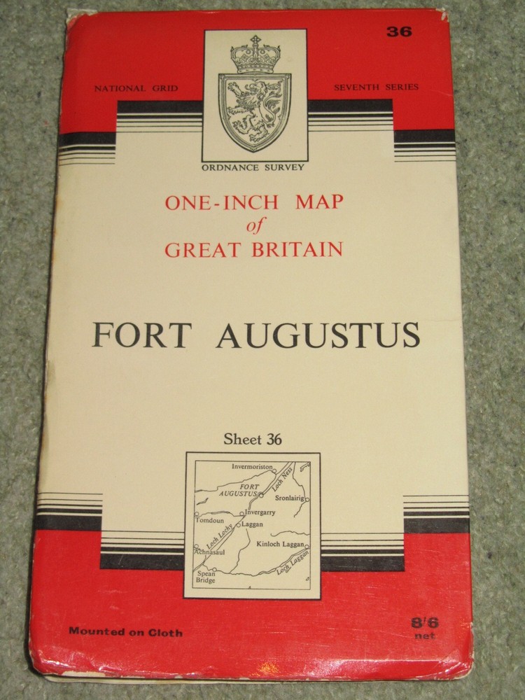 OS Ordnance Survey 1″ Seventh Series 36 Fort Augustus – 1961 on cloth