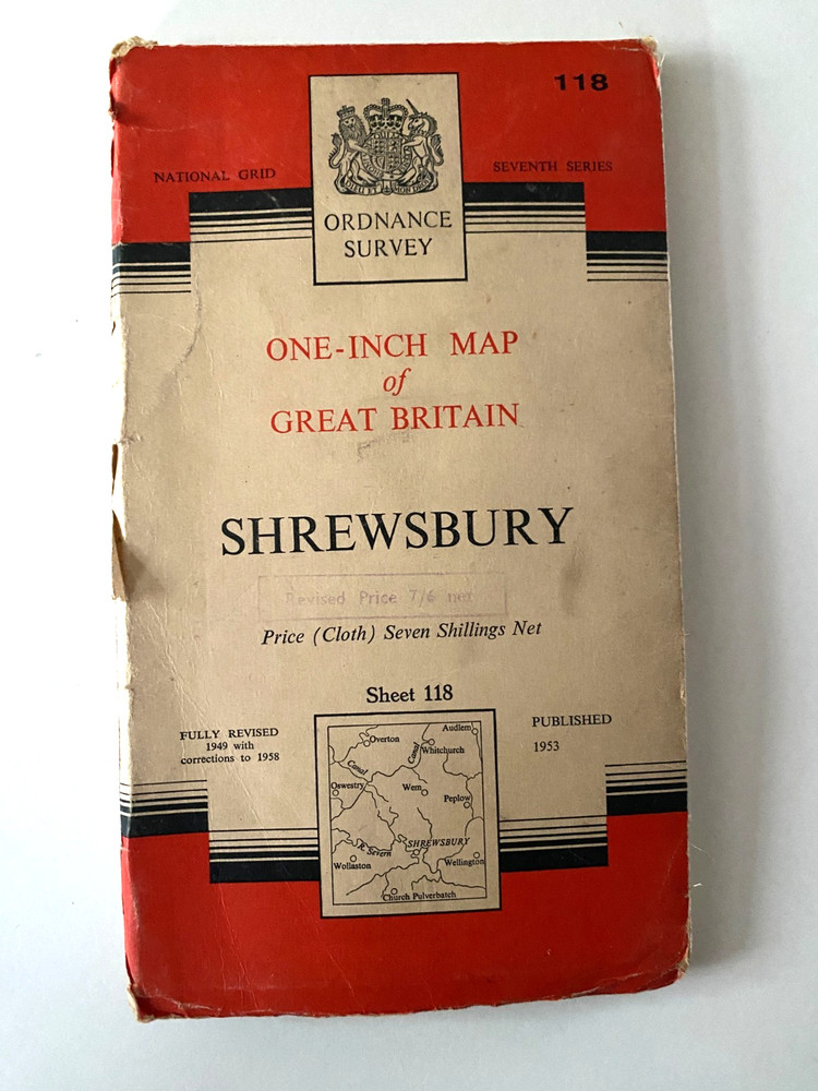 OS Ordnance Survey One Inch Cloth Map-Kidderminster-Sheet 130 1947-VG