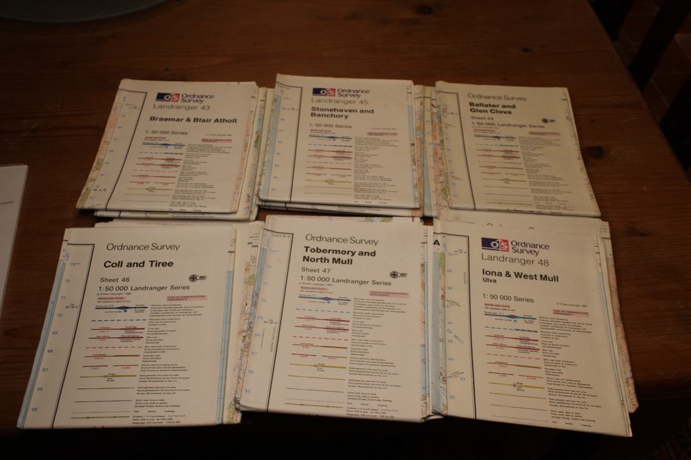 18 x Ordnance survey maps OS Landranger of North Scotland No covers flat maps