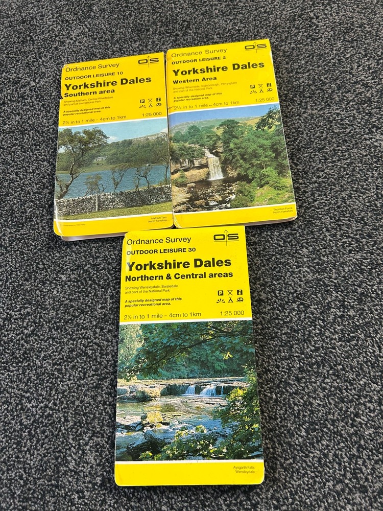 OS Maps Ordnance Survey Outdoor Leisure 2, 10 & 30 Yorkshire Dales North, South