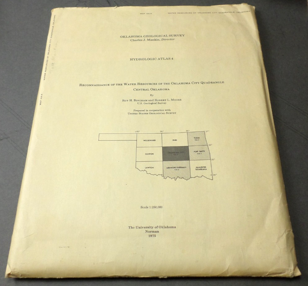 1975 OGS Water Resources Oklahoma City Quadrangle Hydrologic Atlas 4, 4 Maps