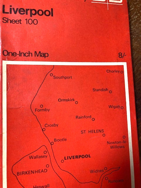 A Vintage ~ OS ORDNANCE SURVEY: One-Inch Map ~ Sheet 100~ LIVERPOOL