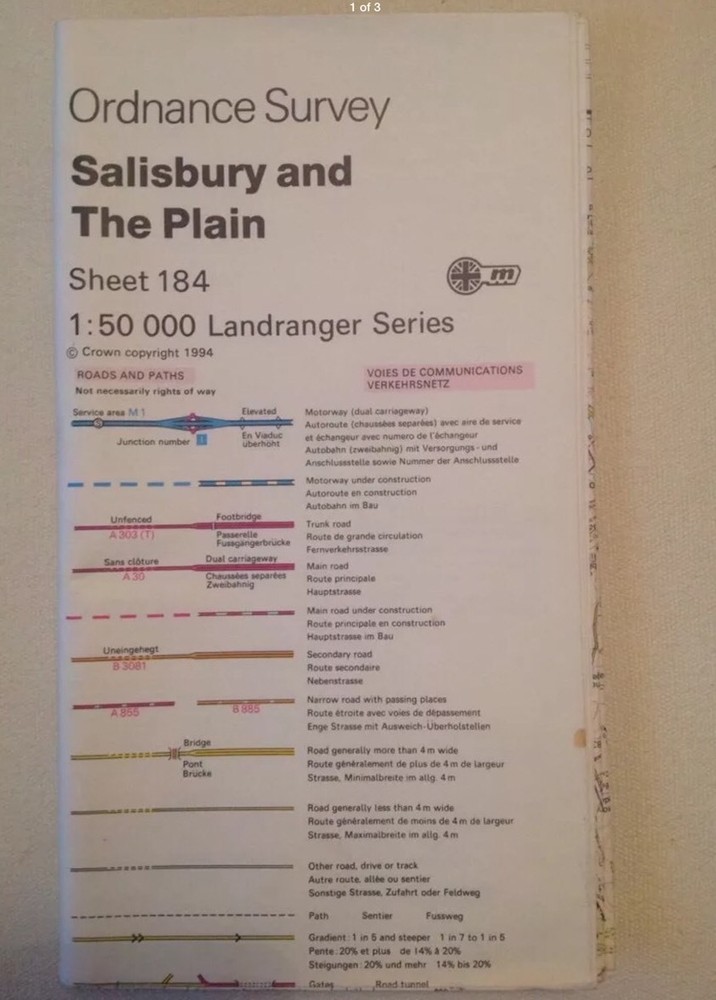 Ordnance Survey Landranger Map Sheet 184 Salisbury And The Plain