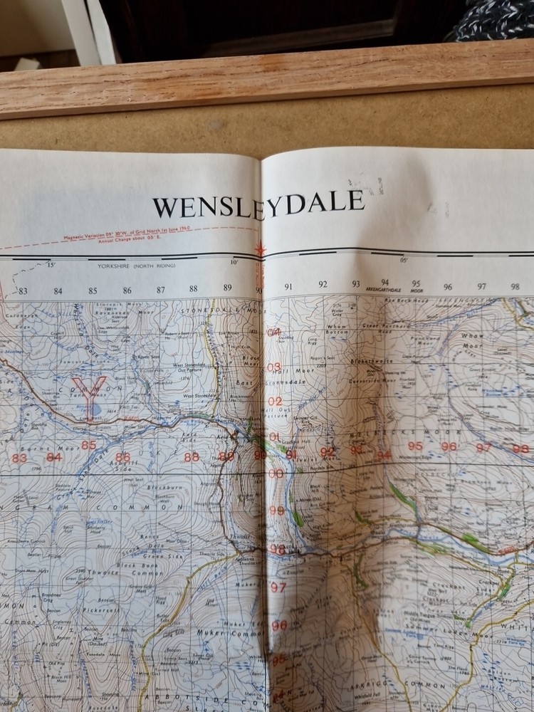 Ordnance Survey Map Of Great Britian – WENSLEYDALE- 1966 – 1/63360