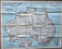 National Geographic Magazine, Folded Sheet Paper Map, Australia, 1948