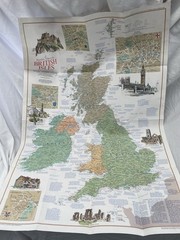 Vintage National Geographic A Traveler’s Map Of The British Isles April 1974