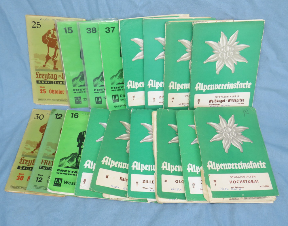 17 Vintage Austrian Alpine Club Climbing Maps & Freytag & Berndt Hiking Maps