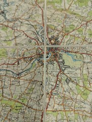 OS Ordnance Survey One Inch Paper Map, Chatham & Maidstone, Sheet 172, 1940