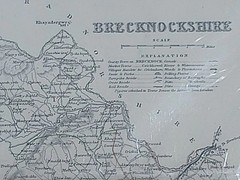 ANTIQUE ENGRAVED MAP BRECKNOCKSHIRE J. ARCHER AUTHENTICATED C. 1835 FRAMED
