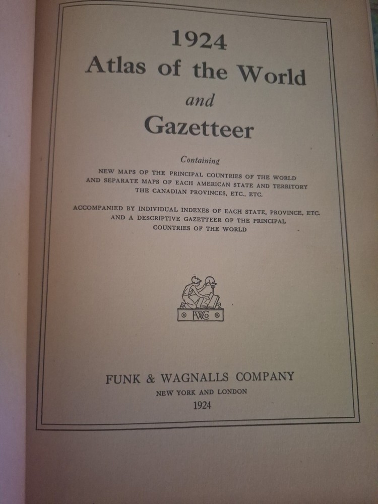 Atlas Of The World And Gazetter 1924