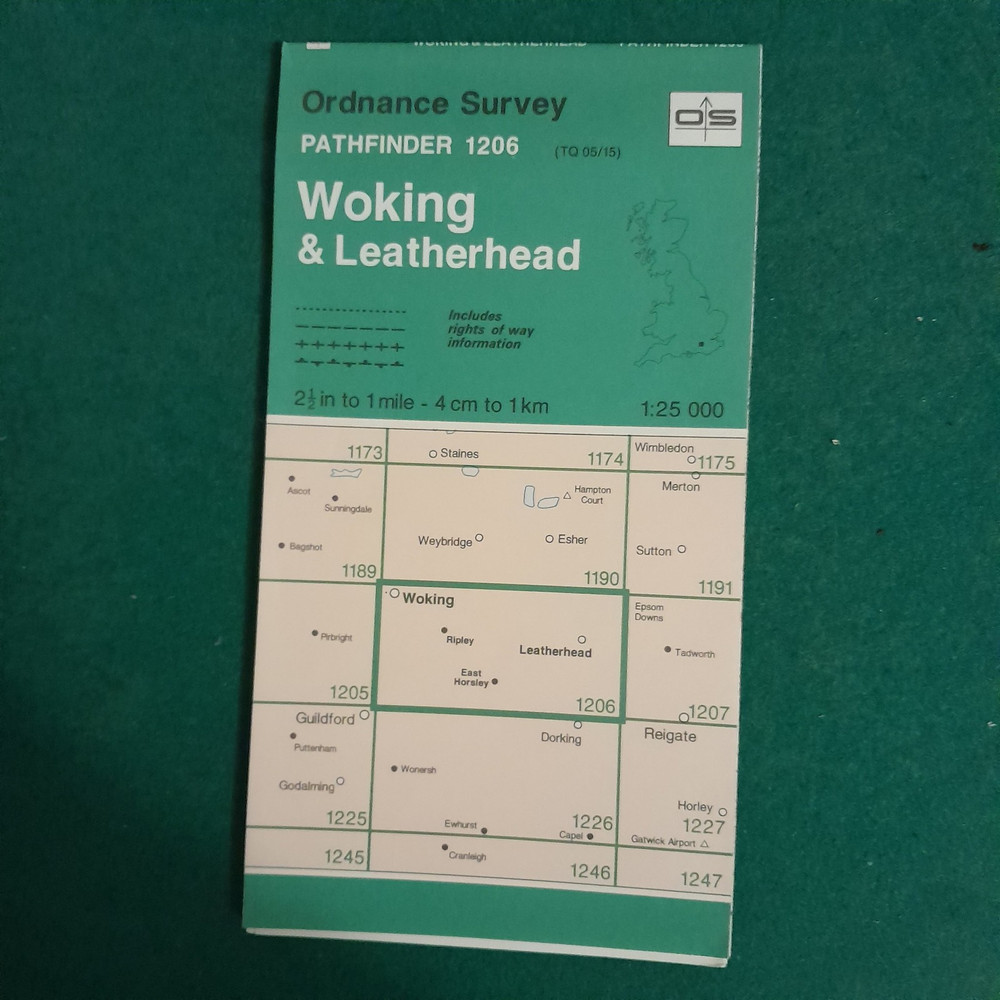 OS PATHFINDER 1206 WOKING & LEATHERHEAD WALKERS MAP 1:25 000 SCALE.