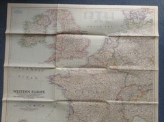 Vintage National Geographic Map WESTERN EUROPE – 1950 – no damage