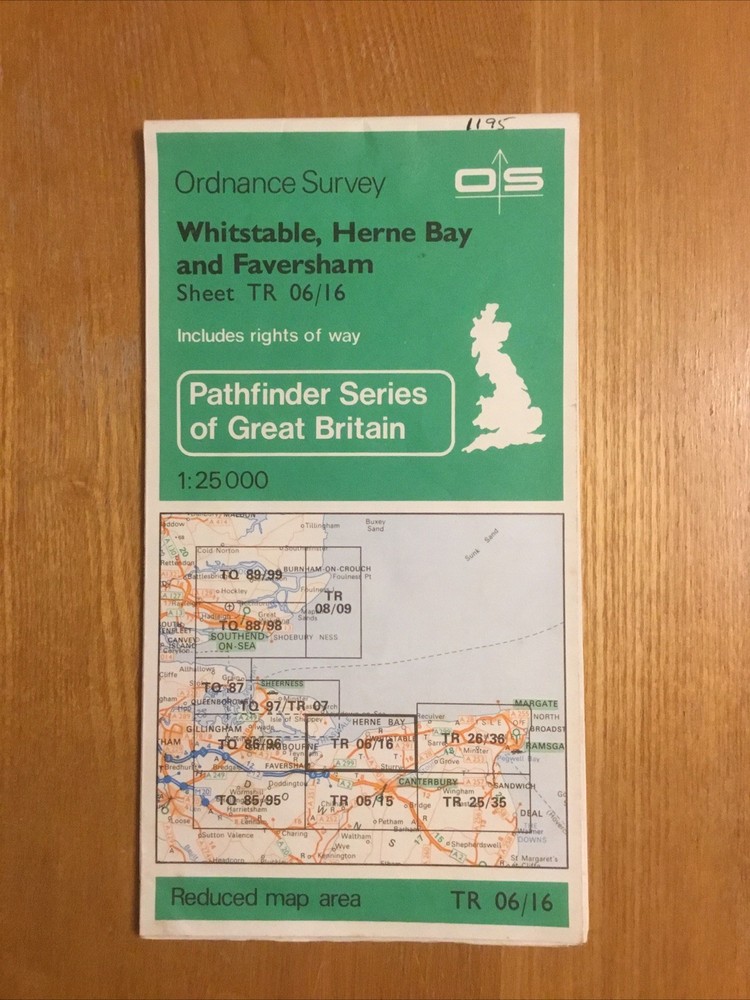 1978 Ordnance Survey Pathfinder Map TR 06/16 Whitstable , Herne Bay & Faversham