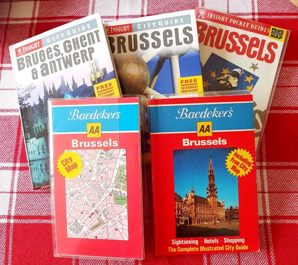 Vtg Belgium Travel Guide Books & Maps Bundle Brussels, Bruges, Ghent & Antwerp