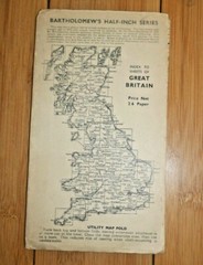 VINTAGE BARTHOLOMEW’S HALF INCH CONTOURED MAP OF WARWICKSHIRE RARE G909