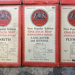 Job Lot Of 9 Vintage OS Maps One Inch maps, immediate despach