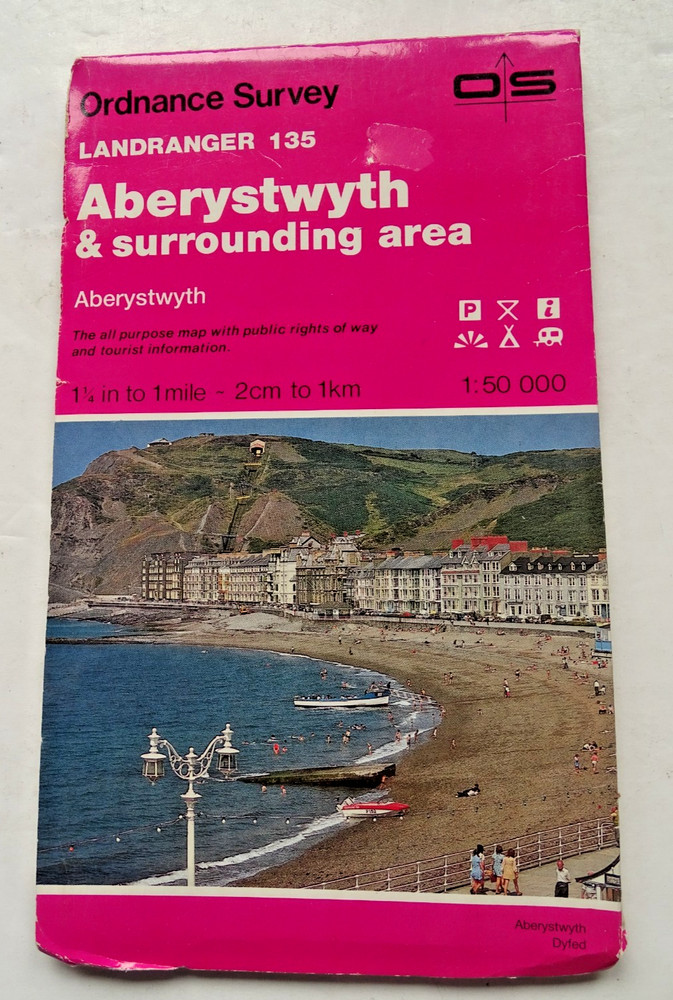 Ordnance Survey Map – Aberystwyth & Surrounds – Landranger 135 – 1:50000 – 1989