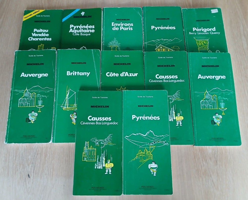 Job Lot of 12 Vintage Michelin European Travel Guides (French Language Versions)