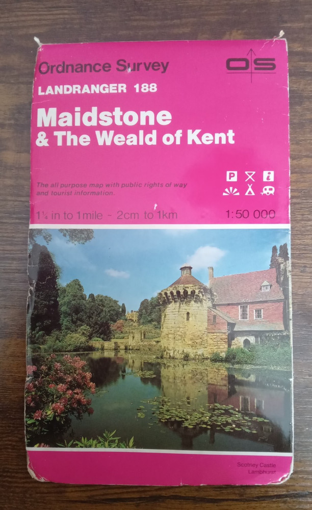 OS Ordnance Survey Landranger Map Sheet 188 Maidstone & Kent 1987. T3