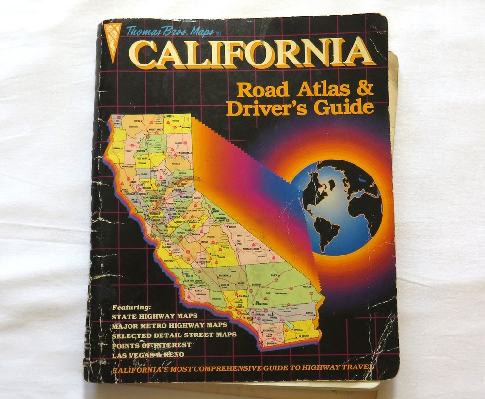 California Thomas Bros Road Atlas Drivers Guide Vintage 80’s CA Fold Out Map