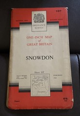 One Inch Ordnance Survey Map Sheet 107 Snowdon 1962 – Vintage Foldout