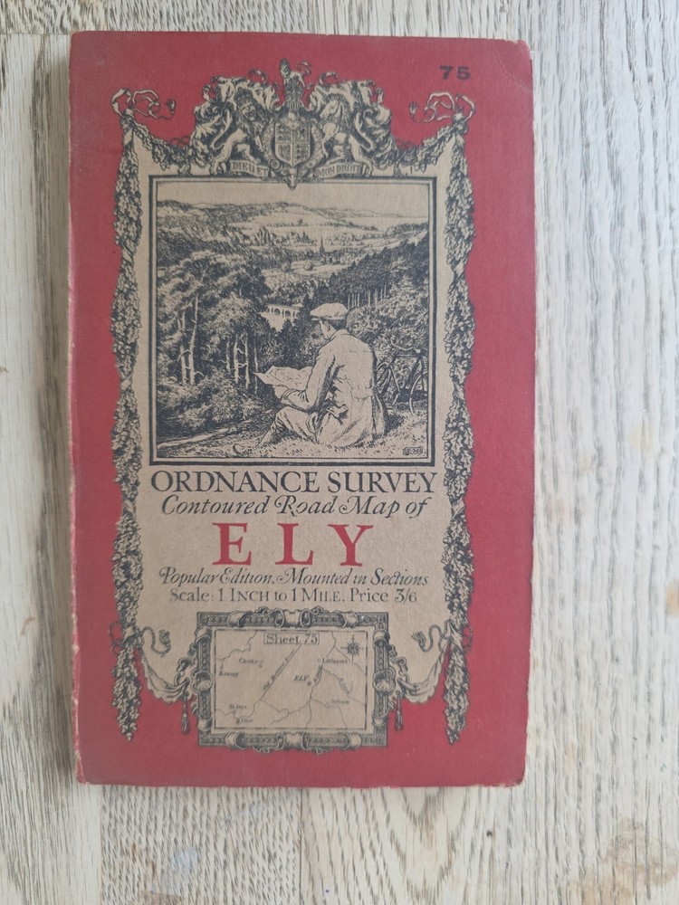 Ordnance Survey Ely 1920 Sheet 75 Contoured Road Map