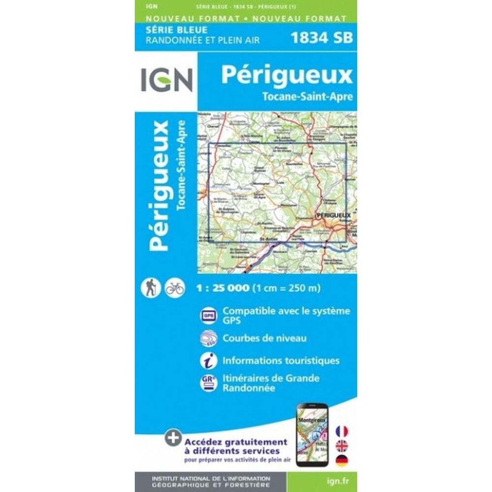 France 1:25K map 1834SB – Périgueux / Tocane-Saint-Apre map