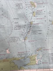 Vintage Eastern Caribbean Yachting Charts With Annotations Of A Voyage