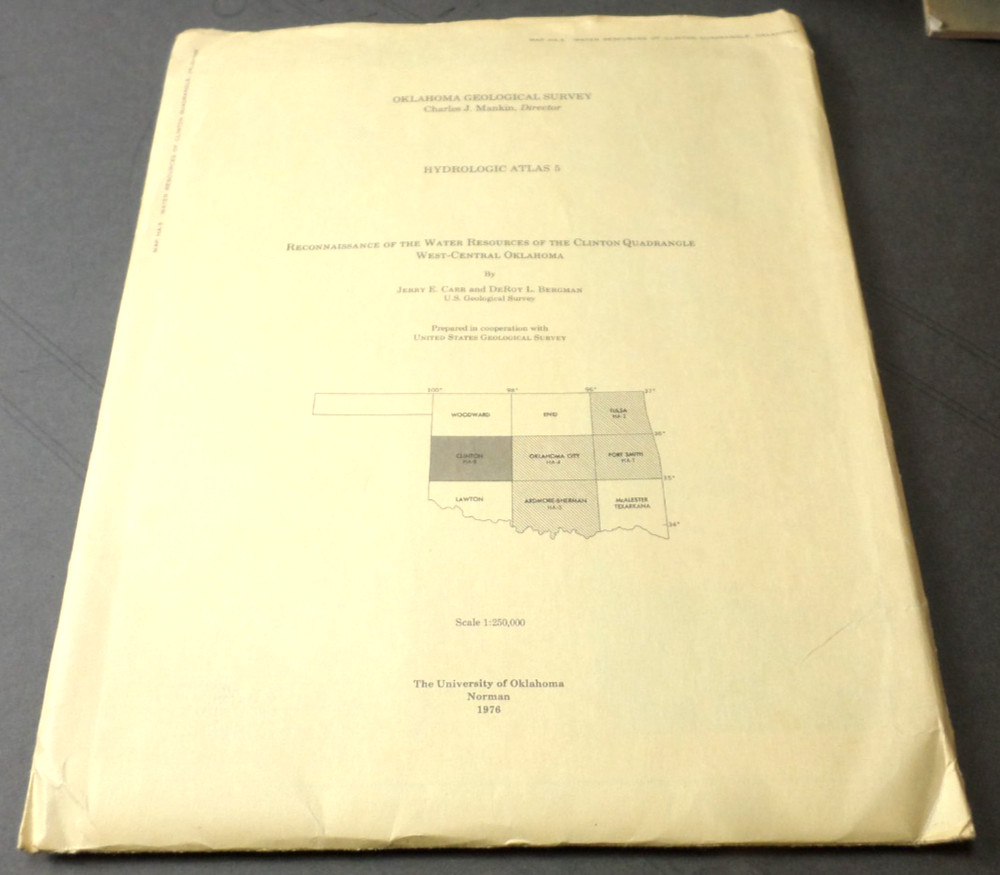 1976 OGS Water Resources of Clinton Quadrangle W OK Hydrologic Atlas 5, 4 Maps