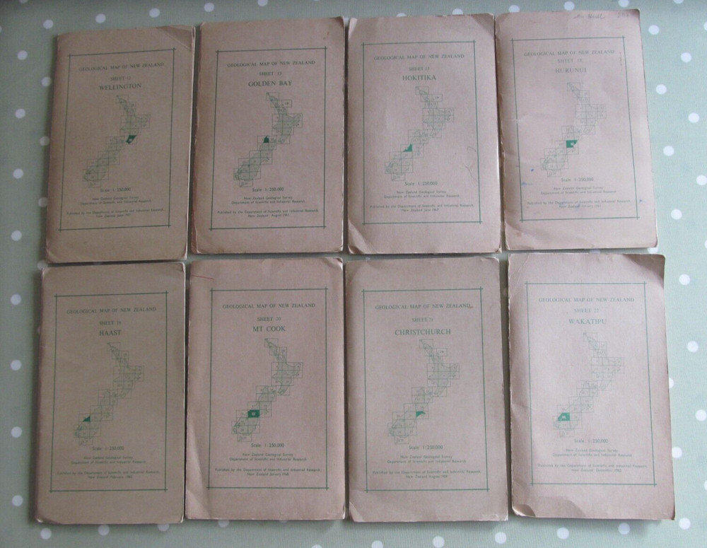 SET X 8 VINTAGE NEW ZEALAND GEOLOGICAL MAPS SURVEY DEPARTMENT 1 : 250 000