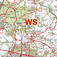 (G123) Map of Walsall WS Postcode Sectors, Poster of Walsall Postcodes