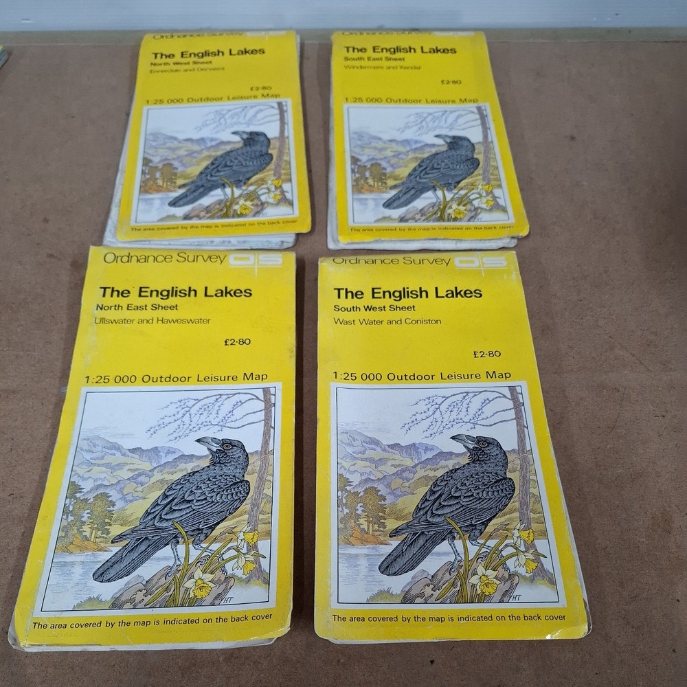 Vintage English Lakes Ordnance Survey Maps.Set of 4