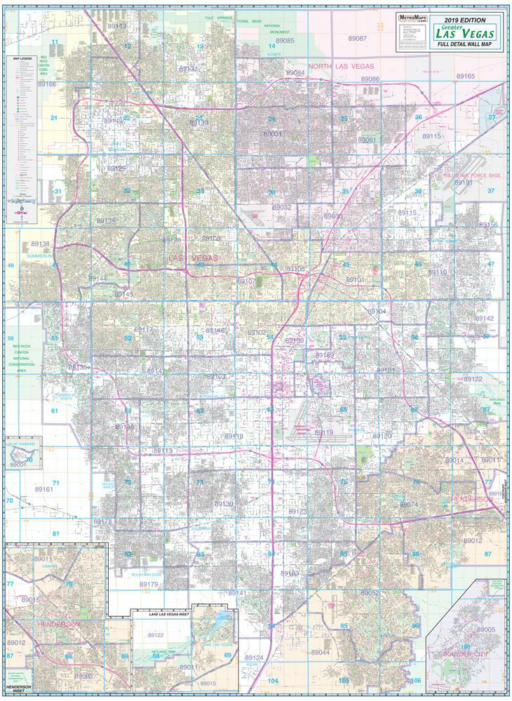 Greater Las Vegas Area Wall Map—Dry Erase Laminated [Map] Metro Maps and Shane M