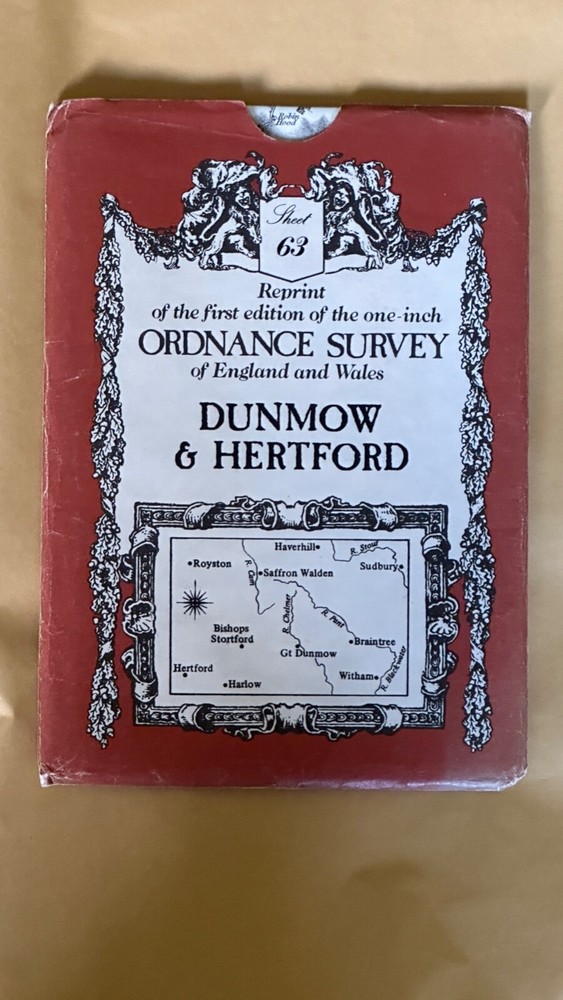 David & Charles,OS Sheet Map, 1st Edition, 1 Inch Reprint, Dunmow & Hertf. No 63